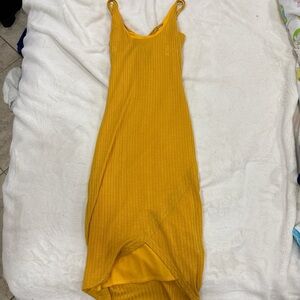 Yellow Sleeveless Ribbed Dress